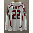 Camisa Retrô Milan II Away 2006/07 Manga Longa Masculino Branco