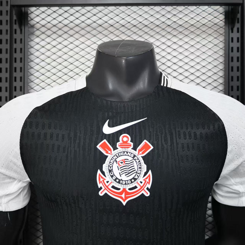 Camisa Corinthians Fora 2025/26 - Versão Jogador Preto e Branco