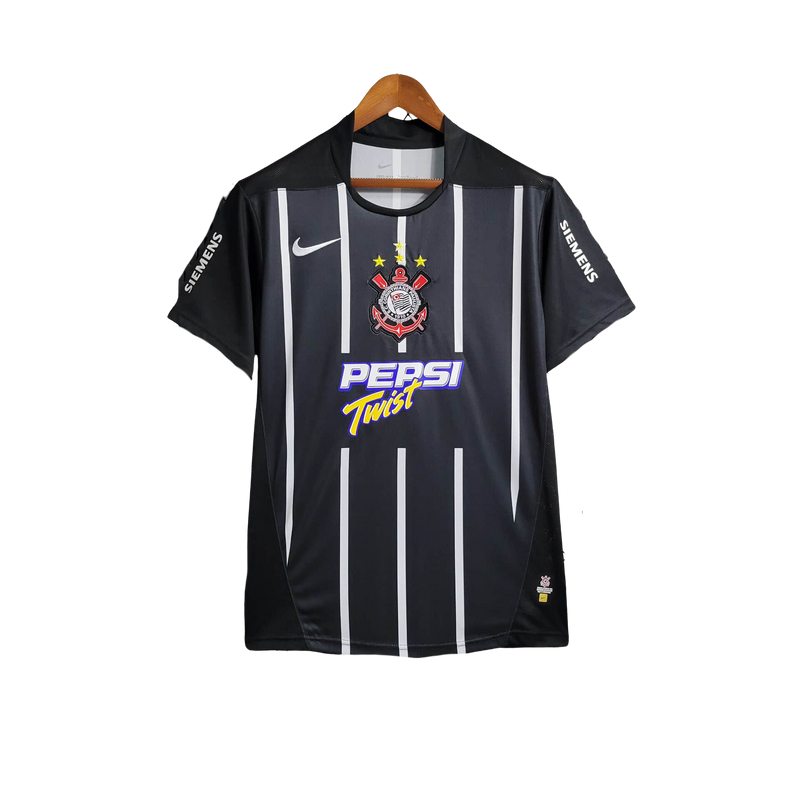 Camisa Corinthians Titular 2004 - Versão Retrô Preta Pepsi Twist