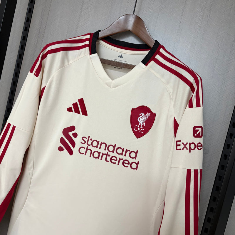 Camisa Liverpool 25/26 - Versão Manga Longa Branca