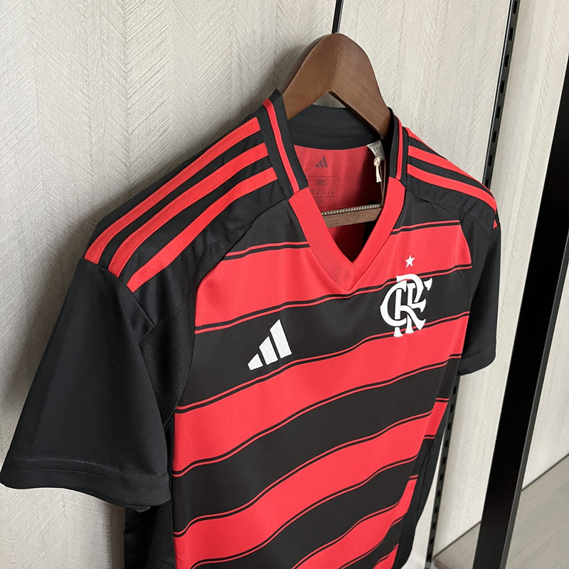 Camisa Flamengo Titular 25/26 - Feminina Baby Look Vermelha e Preta