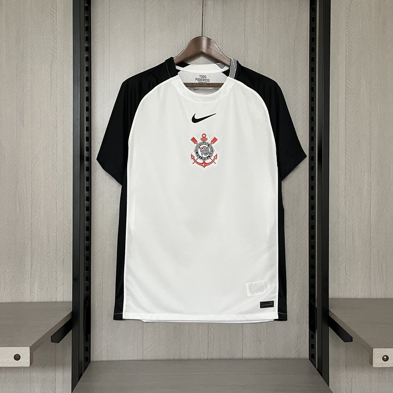Camisa Corinthians Titular 25/26 - Branco e Preto