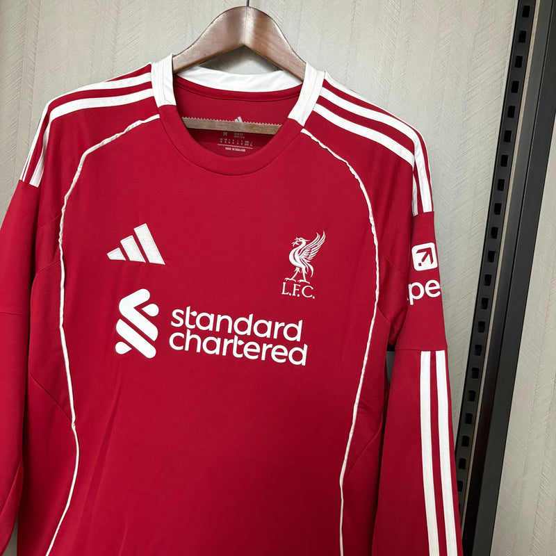 Camisa Liverpool 25/26 - Versão Manga Longa vermelha