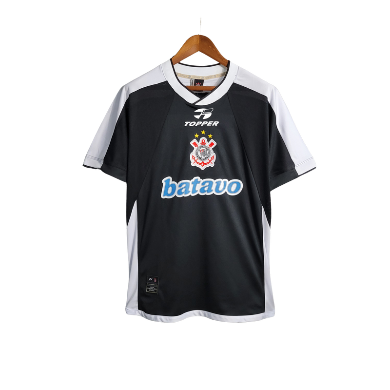 Camisa Corinthians Titular 2000 - Versão Retro Preta e branca