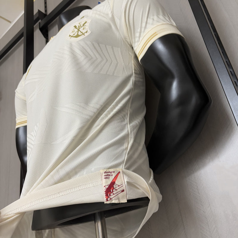 Camisa Flamengo III 2025/26 - Versão Jogador Branco e Dourado