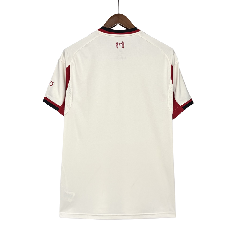 Camisa Liverpool Fora 25/26 - Branco e Vermelho