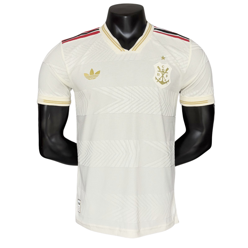 Camisa Flamengo III 2025/26 - Versão Jogador Branco e Dourado