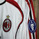 Camisa Retrô Milan II Away 2006/07 Manga Longa Masculino Branco