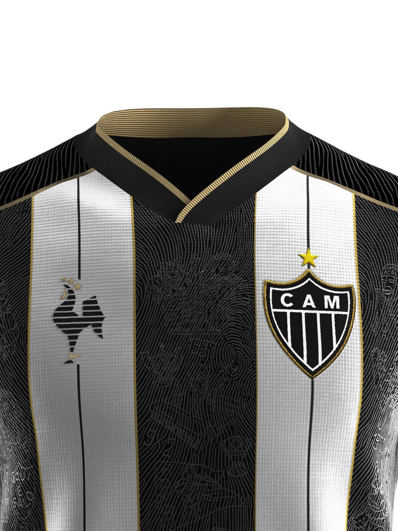 Camisa do Galo Manto da Massa 25/26 - Preto Branco e Dourado