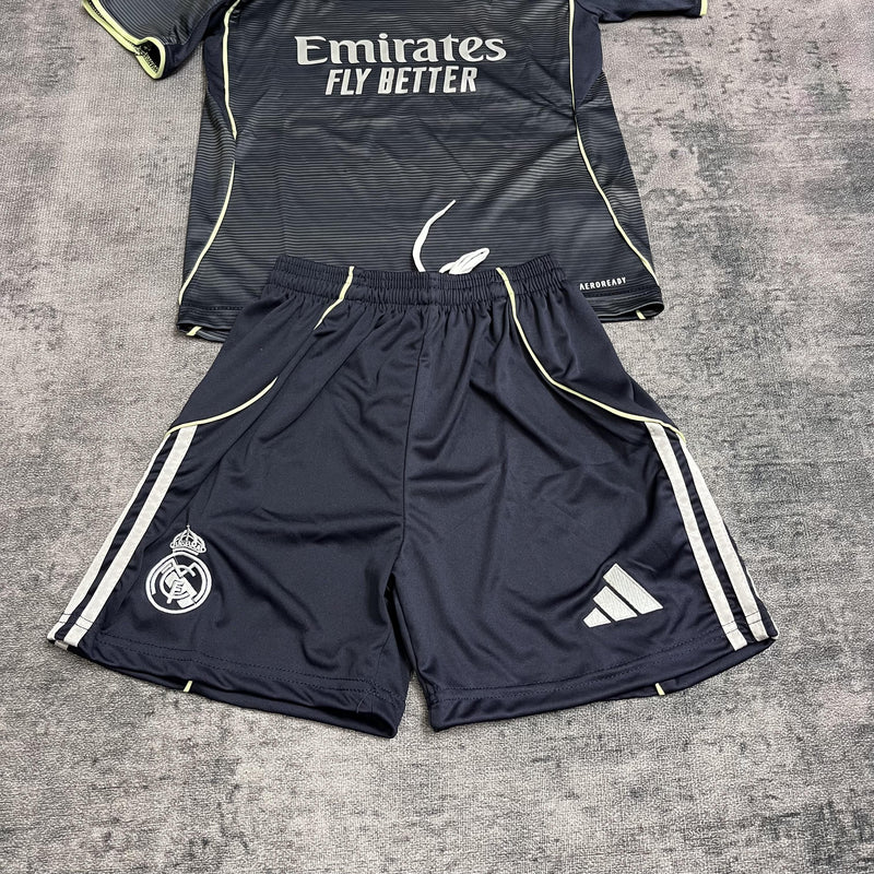 Conjunto Infantil Real Madrid Fora 25/26 - Cinza