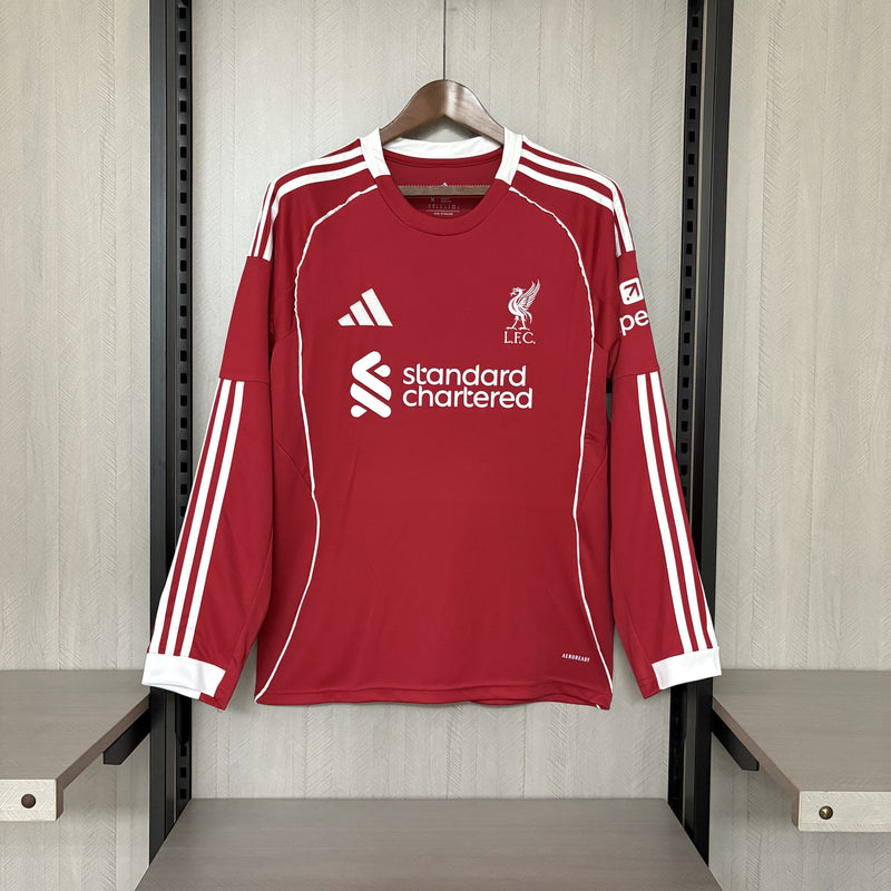 Camisa Liverpool 25/26 - Versão Manga Longa vermelha