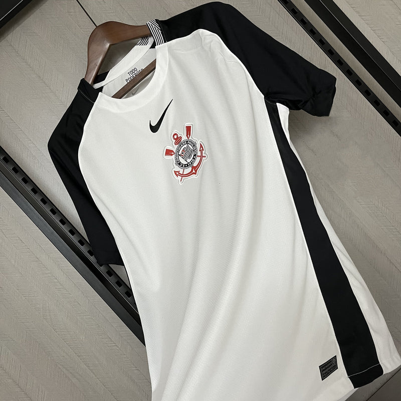 Camisa Corinthians Titular 25/26 - Branco e Preto