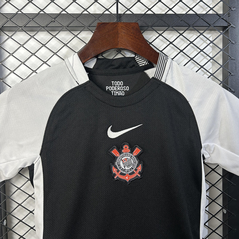 Conjunto Infantil Corinthians Fora 25/26 - Preto