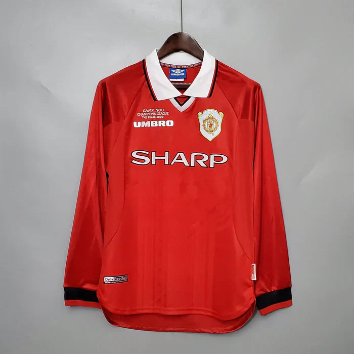 Camisa Manchester United Manga Longa 1999 - Versão Retrô Vermelha