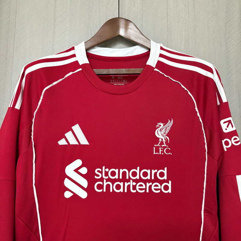 Camisa Liverpool 25/26 - Versão Manga Longa vermelha