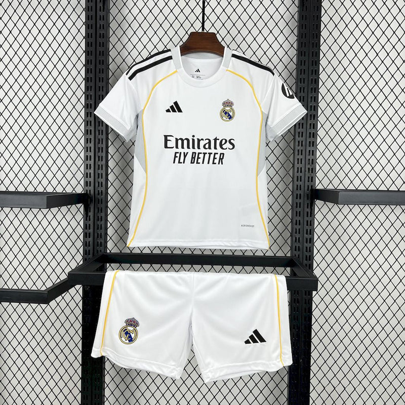 Conjunto Infantil Real Madrid Titular 25/26 - Branco